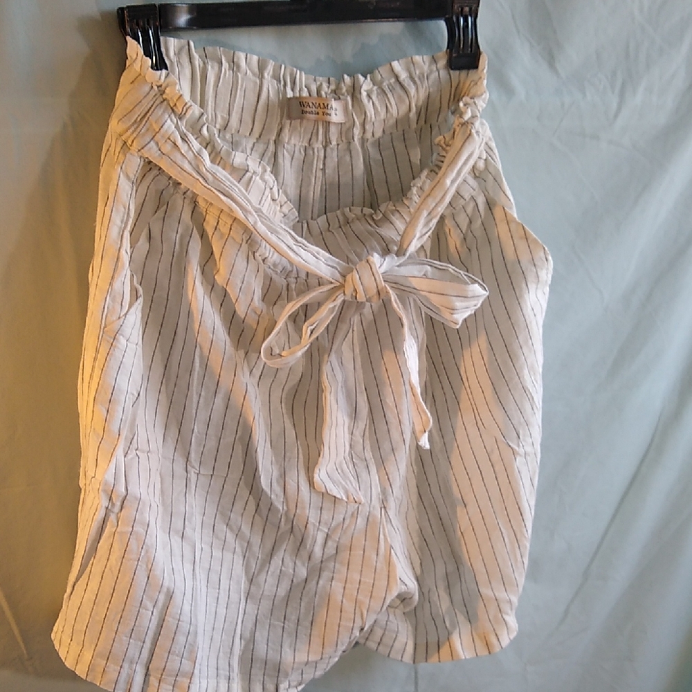 NWOT Wanama size 44 High Waist Paper-Bag Style Striped Shorts